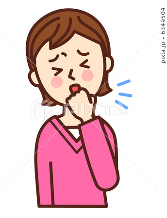 咳払いをする女性のイラスト素材