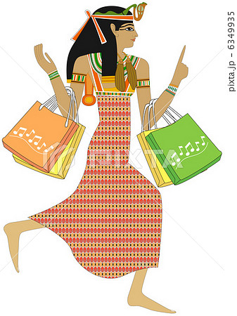 買い物するエジプト壁画の女性のイラスト素材