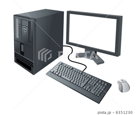 デスクトップパソコン02 画面白のイラスト素材