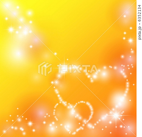 オレンジのキラキラハート背景のイラスト素材
