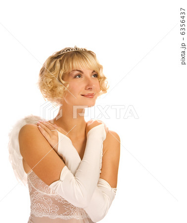 Beautiful angel girl over white background Beautiful angel girl over white background 6356437