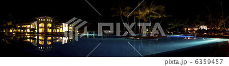 Panorama of Luxurious Caribbean resort at night 6359457