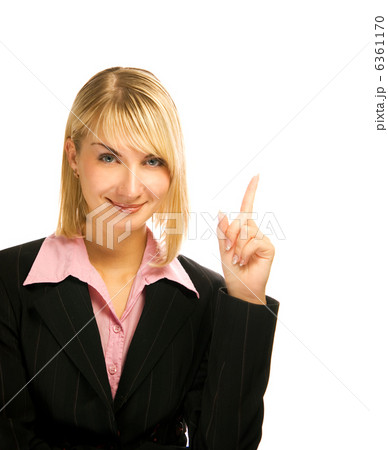 Beautiful business woman pointing her finger 6361170
