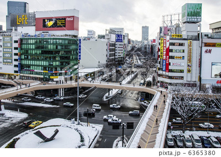 雪の仙台駅前、青葉通り 6365380