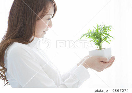 鉢植えの植物を持っている女性 鉢植えの植物を持っている女性 6367074
