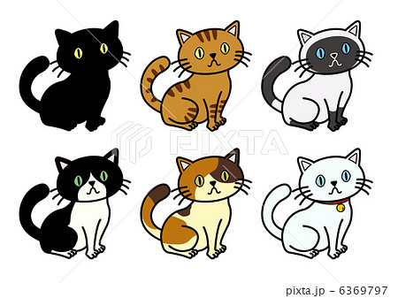 ６匹の猫のイラスト素材