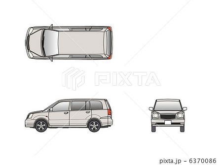 車のイラスト 乗用車 グレー 自動車のイラストのイラスト素材 6370086 Pixta