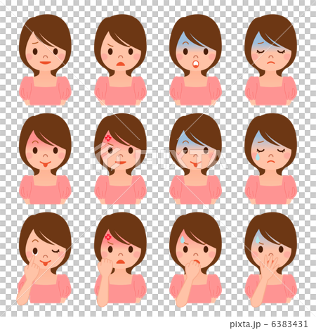 女性　表情　私服　セット 6383431