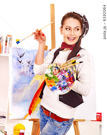 Female artist at work. 6392064