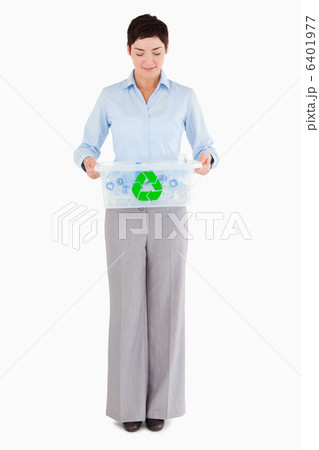 Businesswoman with a recycling box Businesswoman with a recycling box 6401977