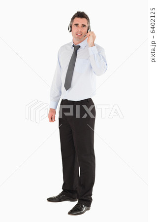 Secretary posing with a headset 6402125