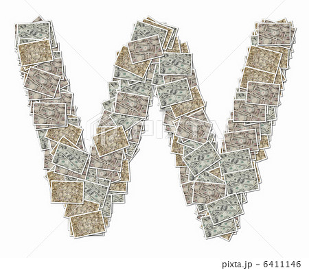 一万円札と100ドル札でアルファベットの大文字 6411146