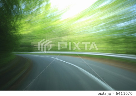 流れる新緑の道 6411670