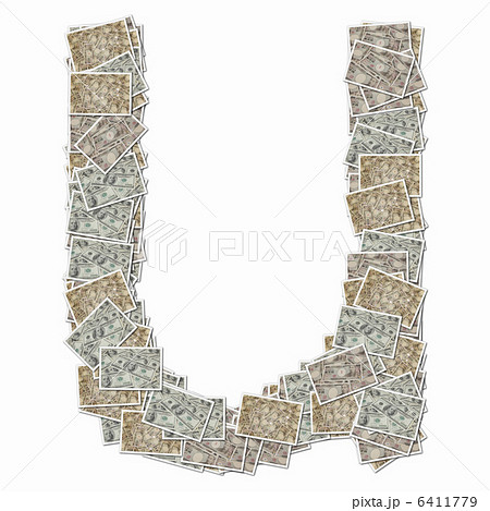 一万円札と100ドル札でアルファベットの小文字 一万円札と100ドル札でアルファベットの小文字 6411779