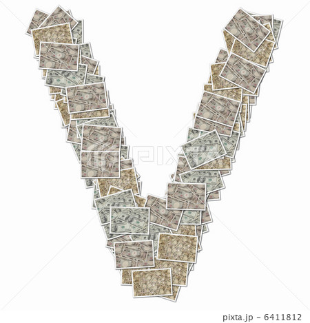 一万円札と100ドル札でアルファベットの小文字 6411812