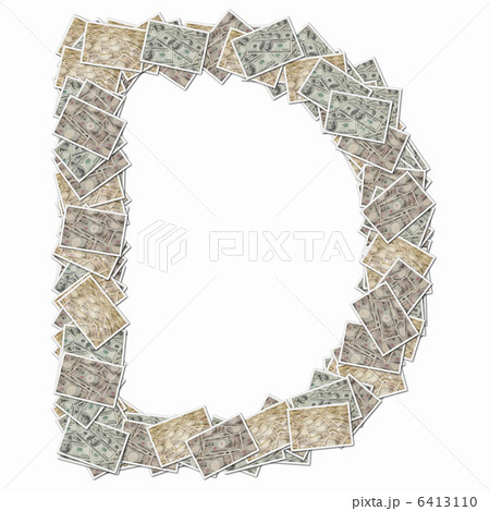 一万円札と100ドル札でアルファベットの大文字 一万円札と100ドル札でアルファベットの大文字 6413110