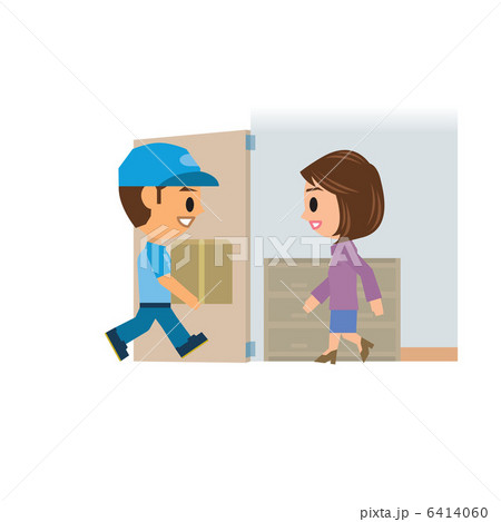 配達員　渡す　玄関 6414060