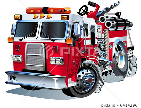 漫画 消防車のイラスト素材