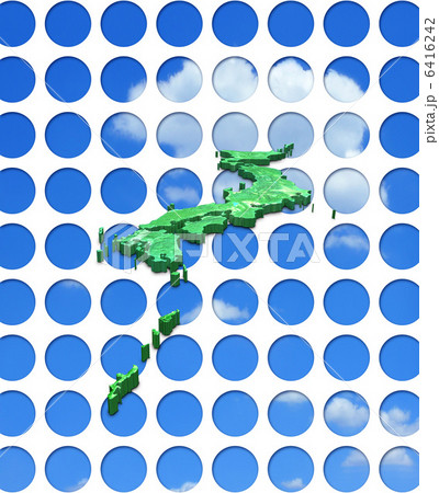 緑の日本列島のパース／日本地図 6416242