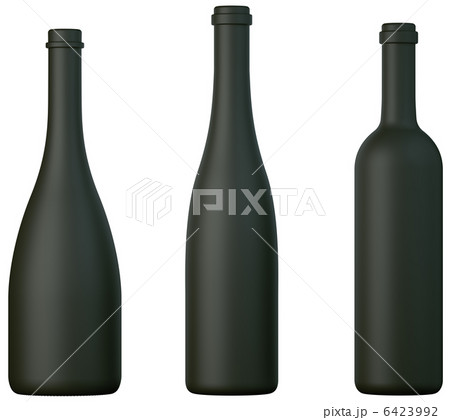 Three black bottles for wine or brandy isolated 6423992