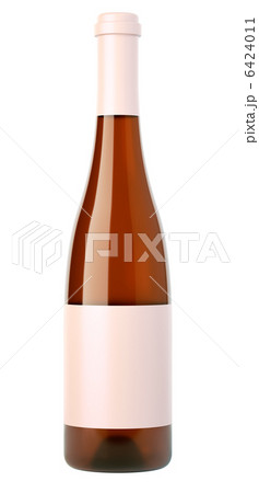 Corked bottle of white wine or brandy with blank label isolated 6424011