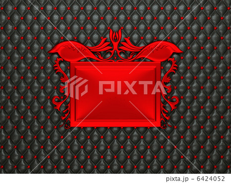 Black leather background with red stucco moulding frame for capt Black leather background with red stucco moulding frame for capt 6424052