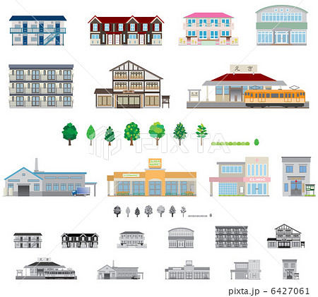 いろいろな建物のイラスト素材