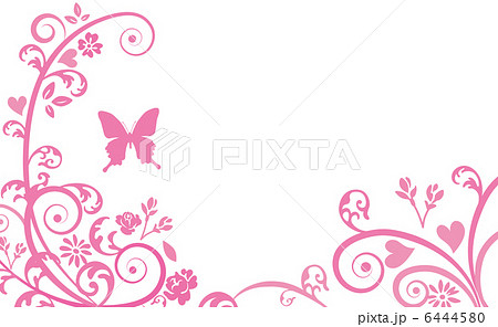 花と蝶,植物のシルエットのイラスト素材 [6444580] - PIXTA
