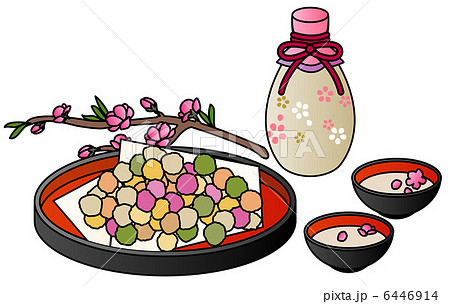 雛あられと甘酒のイラスト素材