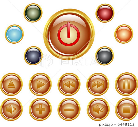vector illustration of a set of a gold media buttons.  6449113