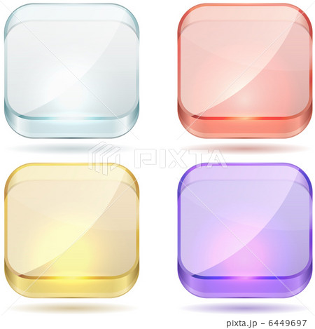 Bright color glass rounded square buttons. 6449697