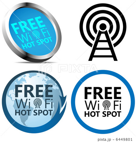 Free Wi-Fi Internet access signs isolated on white background. 6449801