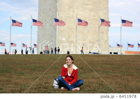 Girl in front of Washington monument 6451978