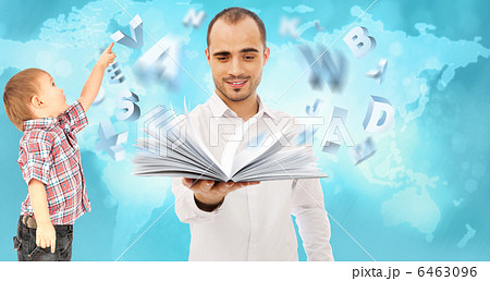 Adult man and his child. Education concept Adult man and his child. Education concept 6463096
