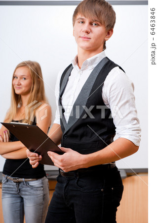 Portrait of college students making presentation of their projec Portrait of college students making presentation of their projec 6463846