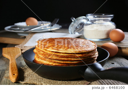 Oatmeal pancakes in a frying pan. 6468100