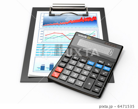 Business concept. Calculator, diagram, grapics and spreadsheet. 6471535
