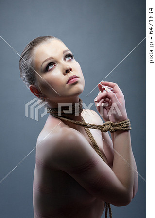 Slim Young Woman Binded with Shibari Rope Stock Image - Image of nude,  studio: 29297857