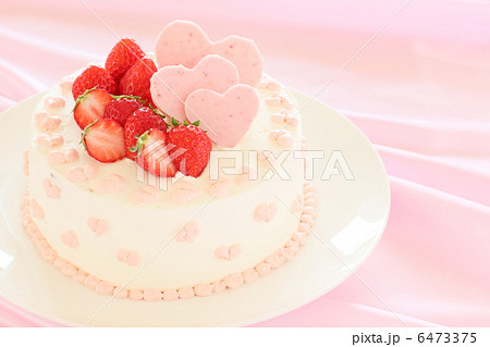 ケーキ ハート ピンクの写真素材