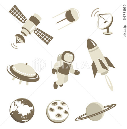 Space and air transport icons set 6473669