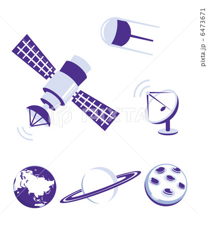 Space and satellite icons blue set 6473671