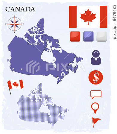 Canada map icons and buttons set 6479435