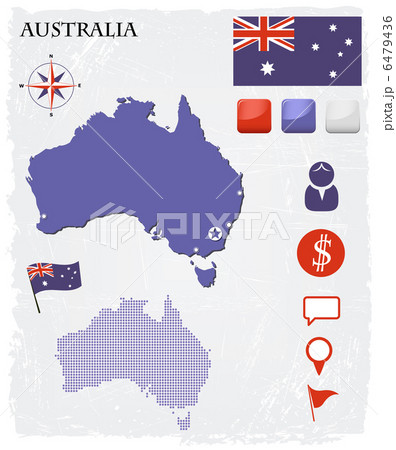 Australia map icons and buttons set 6479436