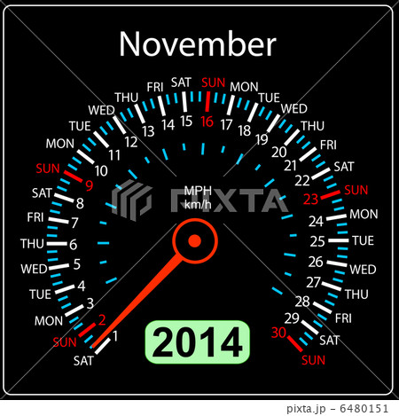 2014 year calendar speedometer car in vector. November. 6480151
