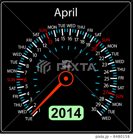 2014 year calendar speedometer car in vector. April. 2014 year calendar speedometer car in vector. April. 6480158