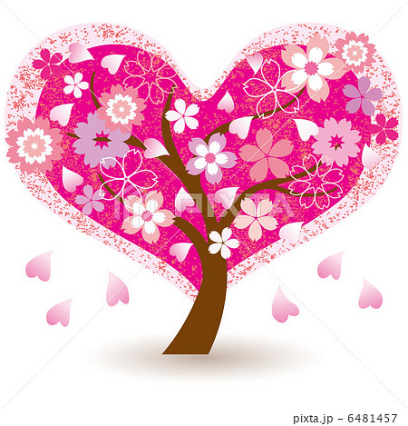ハート桜の木のイラスト素材 6481457 Pixta