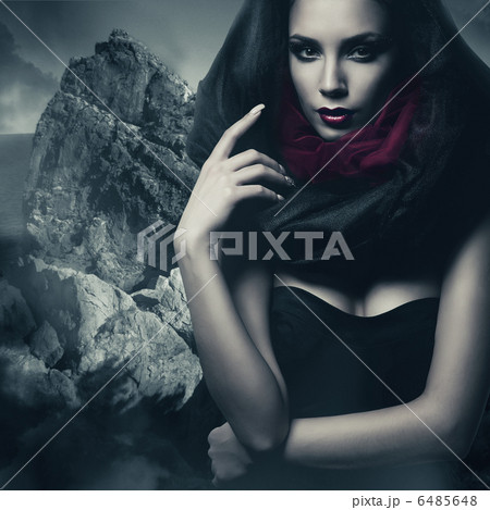 sexy woman in black hood and rock sexy woman in black hood and rock 6485648
