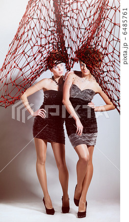 two girls with high net hairstyle two girls with high net hairstyle 6485761