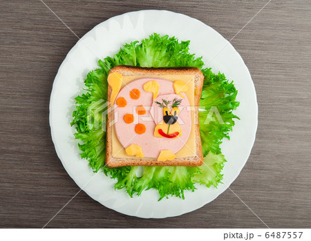 design food. Creative sandwich for child with  picture little pu 6487557