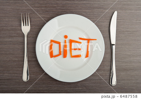 diet concept. design food. word  diet carrots on  plate 6487558